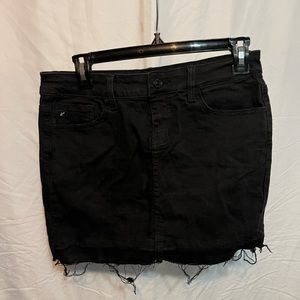 Kancan Skirt Women Large Black Denim Mini A-Line Frayed Dark Wash Cotton Size M
